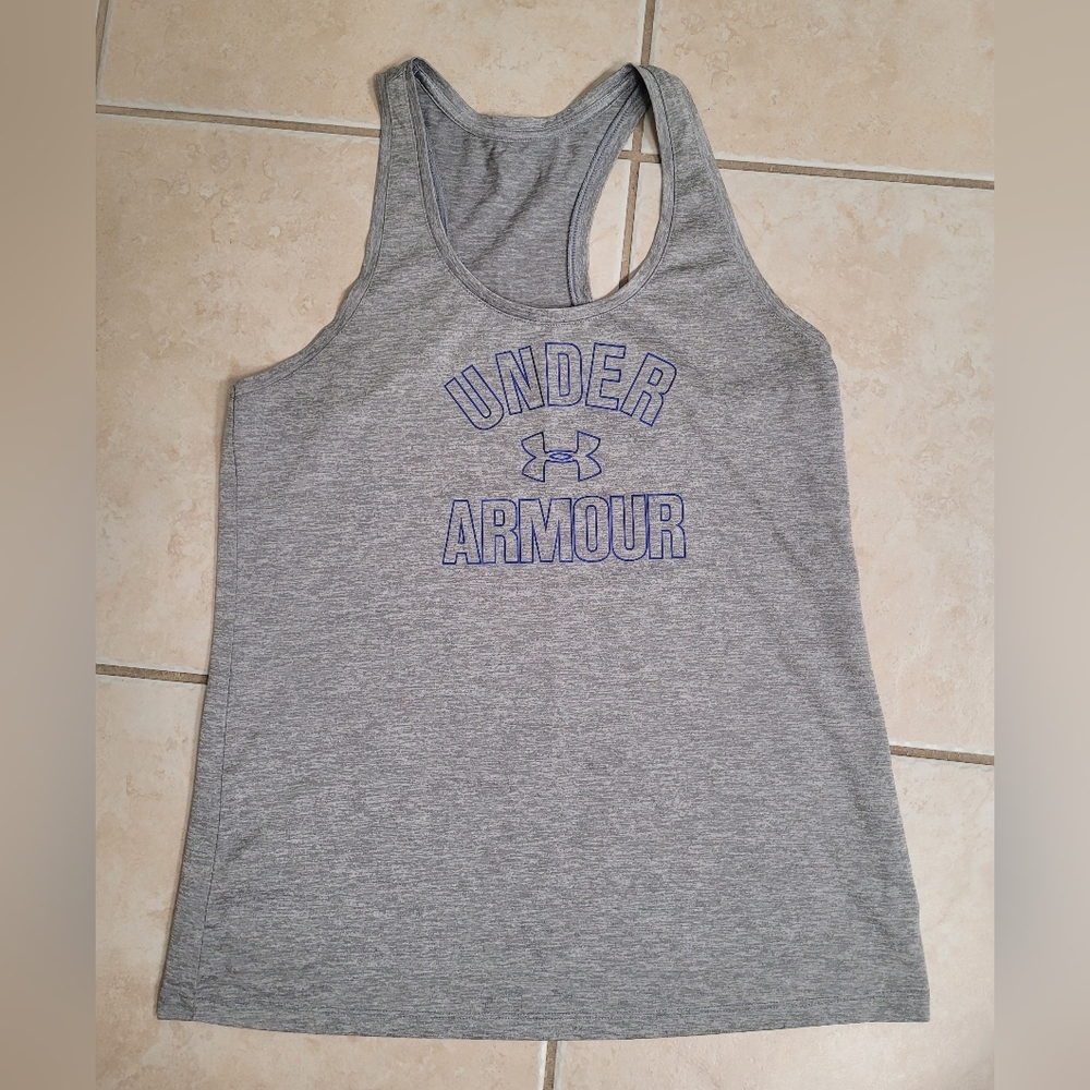 UNDER ARMOUR Womens Tech Twist Gray Racerback Tank Top ** Medium ** EUC!!
